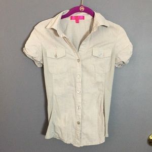 Light gray button up blouse (small)